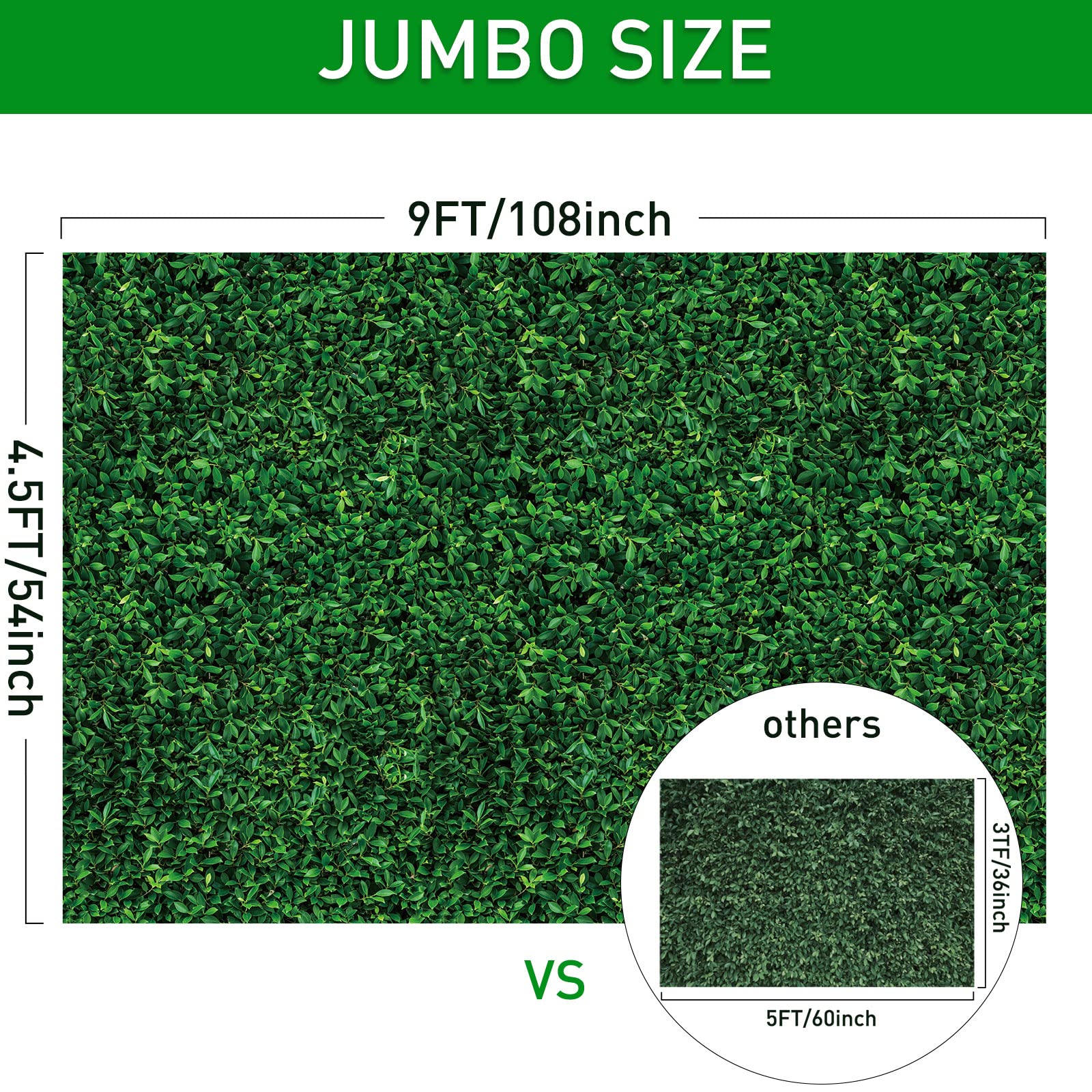 54 x 108 Inches Jumbo Green Leaves Photography Leaf Backdrop 3D Waterproof Tree Leaves Background Photo Booth Prop Green Leaf Tablecloths for Baby Shower Birthday Party Decoration (3 Pack)