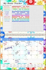 2024 monthly desktop/wall calendar/planner - habit tracker - daily, weekly & monthly goal motivational habit tracking journal inspirational - (edition #01)