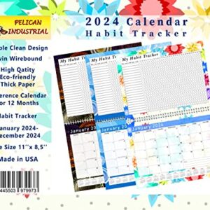 2024 Monthly Desktop/Wall Calendar/Planner - Habit Tracker - Daily, Weekly & Monthly Goal Motivational Habit Tracking Journal Inspirational - (Edition #01)