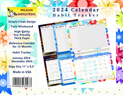 2024 Monthly Desktop/Wall Calendar/Planner - Habit Tracker - Daily, Weekly & Monthly Goal Motivational Habit Tracking Journal Inspirational - (Edition #01)