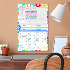 2024 Monthly Desktop/Wall Calendar/Planner - Habit Tracker - Daily, Weekly & Monthly Goal Motivational Habit Tracking Journal Inspirational - (Edition #01)