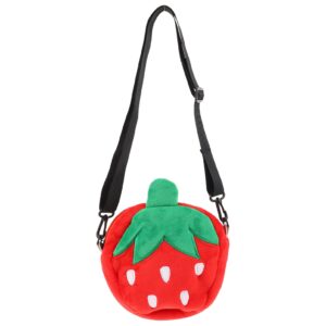 Luxshiny 1Pc Strawberry Plush Bag Lovely Fruit Shaped Bag Creative Casual Pouch