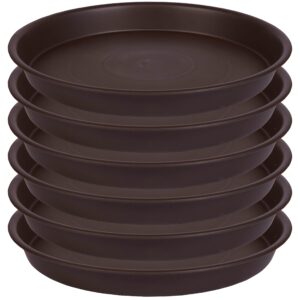 angde plant saucer 10 inch, 6 pack of 10 inch plant tray, heavy duty plastic plant saucers for indoors round, plant water tray, pot trays saucers for planter 10-13" (chocolate brown)