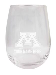 2 pack personalized minnesota gophers etched stemless wine glass 15 oz with custom name (2) officially licensed collegiate product
