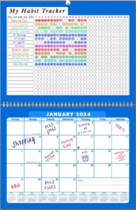 2024 monthly desktop/wall calendar/planner - habit tracker - daily, weekly & monthly goal motivational habit tracking journal inspirational - (edition #06)