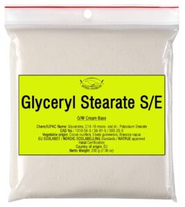 glyceryl stearate s/e - 7.06 oz - self-emulsifying wax - potassium stearate - glycerides - emulsion stabilizer - emulsifier - for diy cosmetics and other craft projects