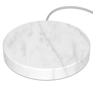 einova charging stone - beautiful wireless charger, 10w fast charger with built-in durable braided cable - white marble