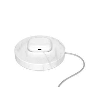 EINOVA Charging Stone - Beautiful Wireless Charger, 10W Fast Charger with Built-in Durable Braided Cable - White Marble