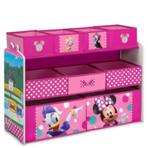 delta children disney minnie mouse deluxe 9 bin design and store toy organizer, greenguard gold certified