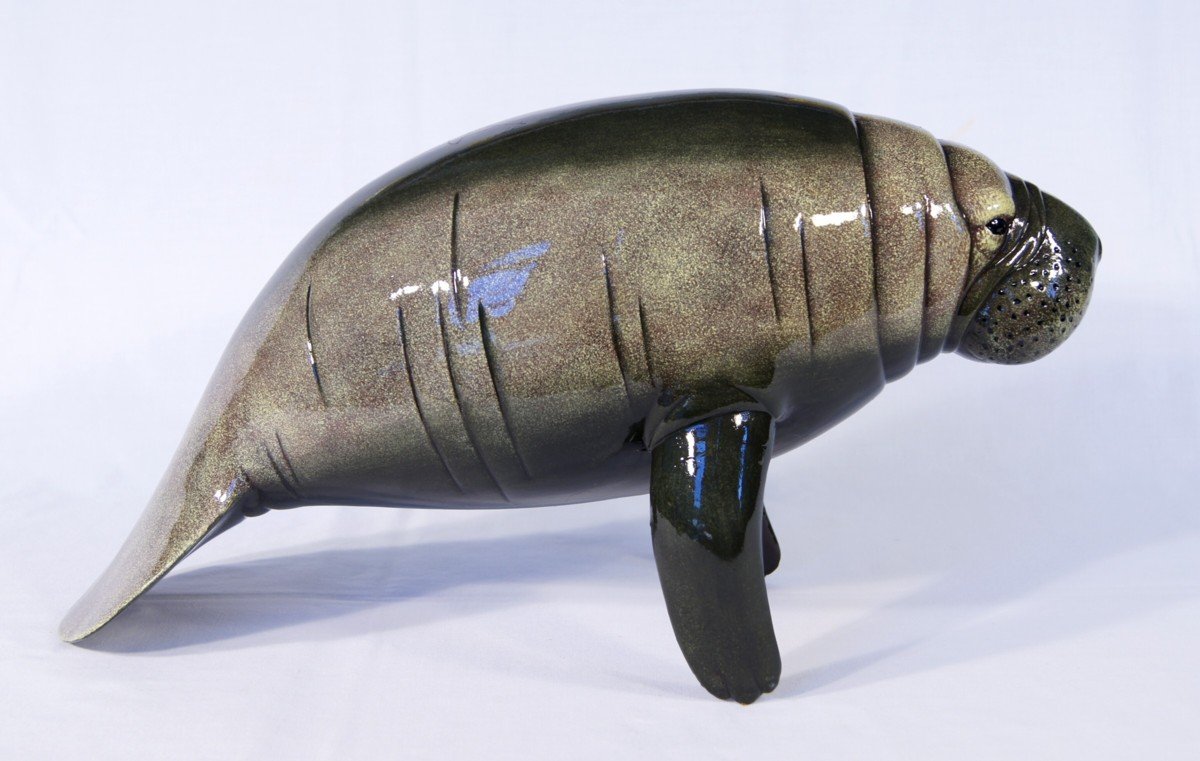 Star Int'l Hand Painted Manatee Sea Cow Replica Figurine Statue 8"