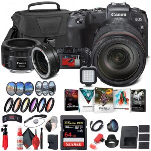 canon eos rp mirrorless digital camera with 24-105mm lens (3380c012) + canon ef 50mm lens + mount adapter ef-eos r + 64gb memory card + color filter kit + case + filter kit + more (renewed)