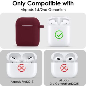 Filoto Airpods Case, Cute Apple Airpod 2/1 Cover for Women Girls, Silicone Protective Case with Bracelet Keychain (Burgundy)