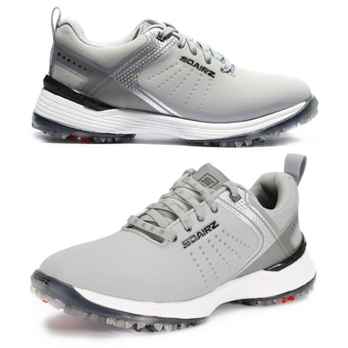 SQAIRZ Freedom Women's Athletic Golf Shoes, Golf Shoes, Designed for Balance & Performance, Replaceable Spikes, Waterproof, Golf Shoes Women with Spikes, Womens Golf Shoes, Golf Footwear Grey