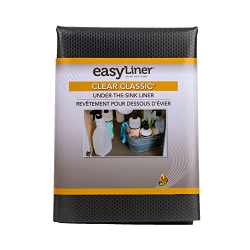 EasyLiner Clear Classic Under The Sink Shelf Liner for Kitchen & Bathroom Cabinets - Easy to Install & Easy to Clean Non Slip Surface - Durable Plastic Shelf Liner - 24 Inches x 4 Feet - Black