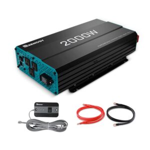 Renogy 2000W Pure Sine Wave Inverter 12V DC to 120V AC Converter & 500A Battery Monitor, High and Low Voltage Programmable Alarm, Compatible with 12V Lithium Sealed, Gel, Flooded Batteries