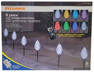 sylvania used-6 piece color changing multi-function led pathway markers 10ft lighted length
