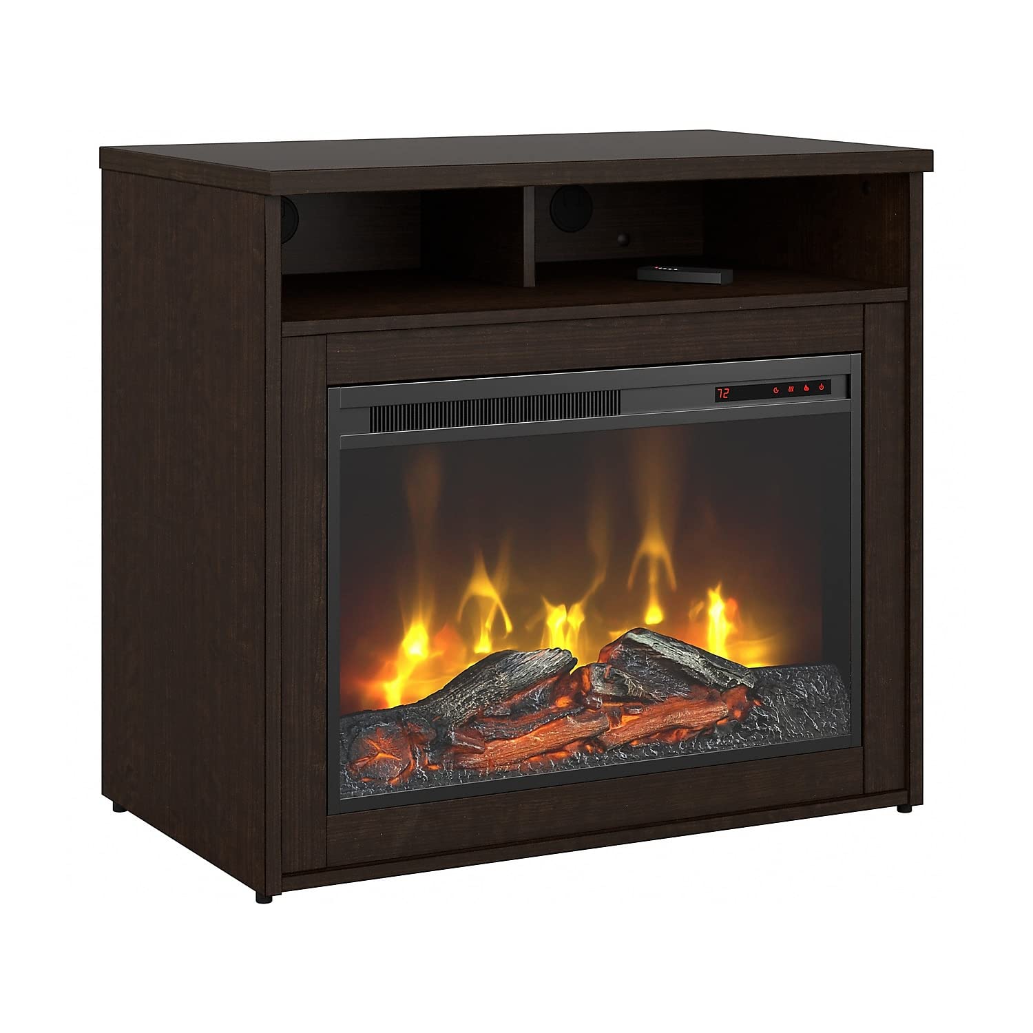 Bush Business Furniture Series C Floor Standing Electric Indoor Fireplace with Shelf, 32-inch W, Mocha Cherry (WC12938FRK)