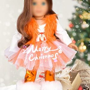 Sweet Dolly 18 Inches Doll Clothes Christmas Red Fox Costume Outfits Fit American 18 Inch Dolls