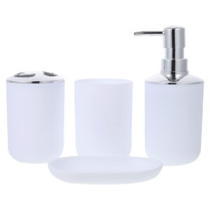 beaupretty foaming soap dispenser vanity countertop accessory 1 set bathroom set dressing table white plating soap apothecary storage jar toilet