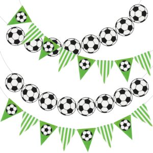 zonon 4 pieces soccer banner decoration party soccer birthday garland for sports kids party supplies (soccer style)