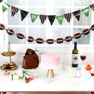 Zonon 4 Pieces Baseball Football Soccer Banner Sports Birthday Party Decorations Sports Ball Paper Garland for Sports Baby Shower Supplies (Rugby Style)