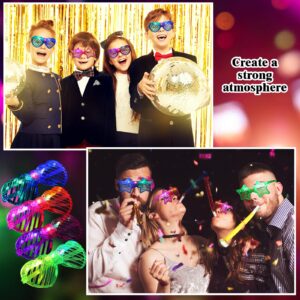 12 Pairs Light up Glasses Glow in The Dark Party Supplies Halloween Glow Glasses for Party Flashing Multi Colored Led Sunglasses Heart LED Glasses for Adults Teens Halloween Party