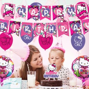 Hello Kitty Party Decorations,Birthday Party Supplies For Hello Kitty Party Supplies Includes Banner - Cake Topper - 12 Cupcake Toppers - 18 Balloons - 2 Hello Kitty Foils Ballons and 50 Kitty