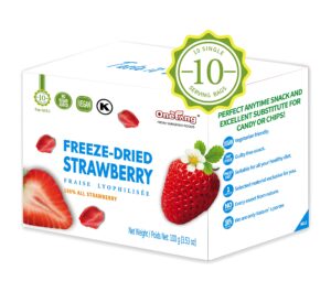onetang freeze-dried fruit strawberry, 10 pack single-serve pack, non gmo, kosher, no add sugar, gluten free, vegan, holiday gifts, healthy snack 0.35 ounce