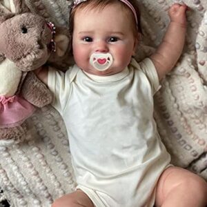 iCradle 20inch50CM Reborn Baby Dolls Silicone Vinyl Full Body Realistic Newborn Toddler Doll with Brown Hair Anatomically Correct Washable Toy Gifts for Age3+