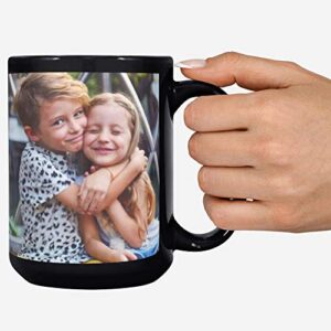 Custom Coffee Mug 15 OZ Personalized Black Cup with Picture Text Name Taza Personalizadas Customized Photo Mug, Gift for Birthday Anniversary Valenti-ne's/Father/Mother's Day