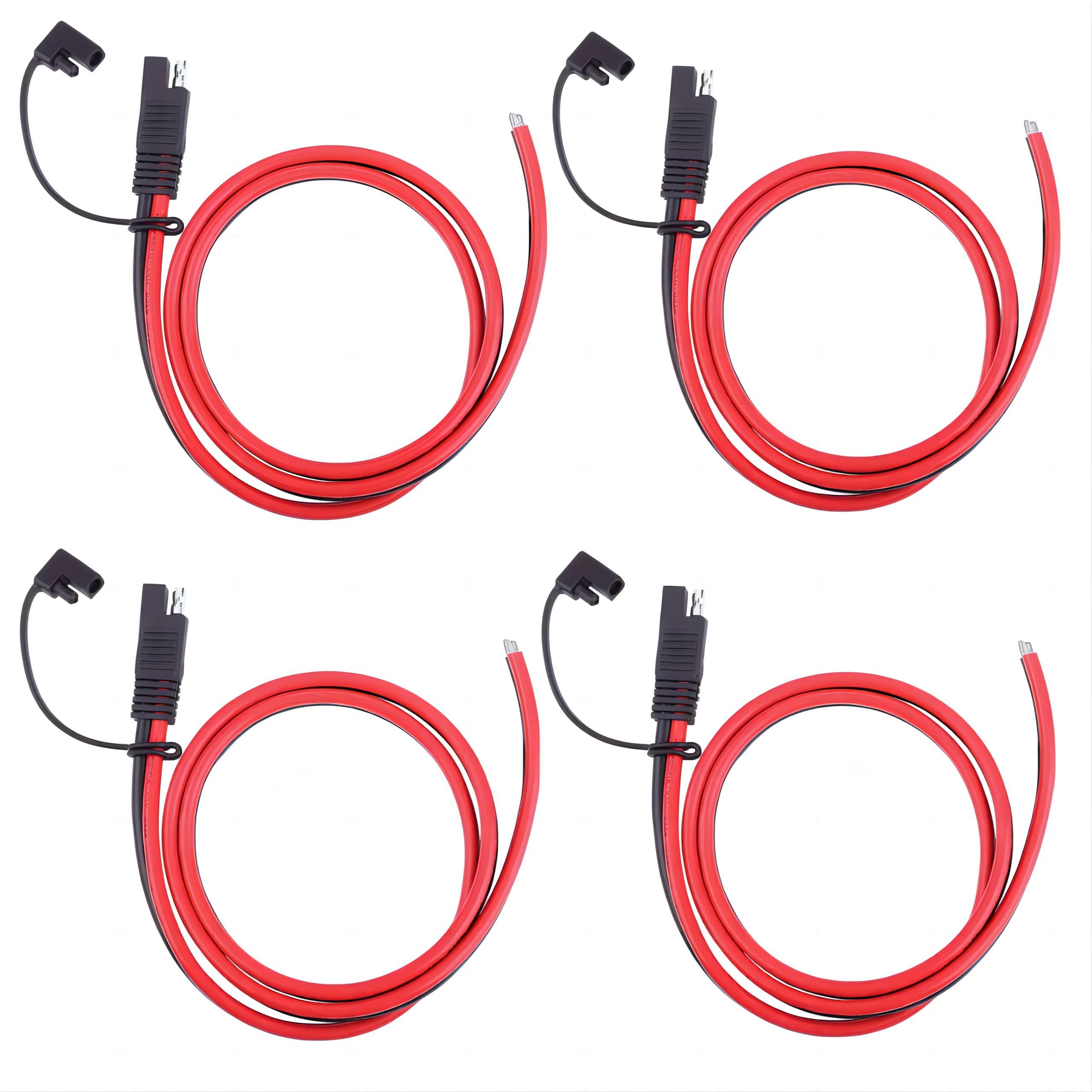 SAE DC Power Extension Cable 14AWG SAE Power Automotive Extension Cable Pigtail Wire Harness for RV Trolling,Motorcycles,Cars,Tractors,Solar Panel (4 Pack -30 cm/ 1ft)