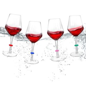 floating wine glasses for pool with charms tags, shatterproof poolside wine glasses, floating cup with stem, drinking glasses for pool, unbreakable wine cup & bpa-free (16 oz, set of 2)