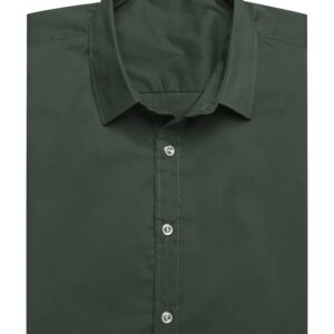 COOFANDY Men's Dress Shirts Slim Fit Wrinkle-Free Short Sleeve Casual Button Down Shirt Olive Green