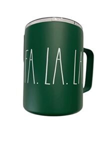 rae dunn fa. la. la. insulated stainless steel green travel mug