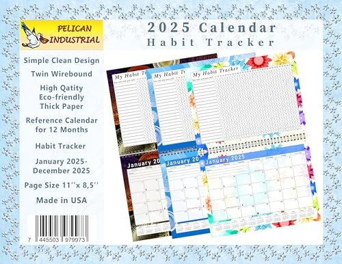 2025 Monthly Desktop/Wall Calendar/Planner - Habit Tracker - Daily, Weekly & Monthly Goal Motivational Habit Tracking Journal Inspirational - (Edition #018)