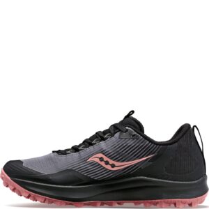 saucony women's peregrine 12 gore tex trail running shoe, charcoal/shell, 8