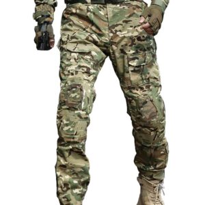 OCANXUE Tactical Pants Camo Cargo Pants for Men Outdoor Hiking Pants Ripstop Work Pants Multi Pocket Pants No Belt No Knee Pads CP Camo 34