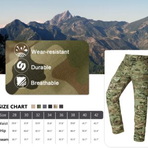 OCANXUE Tactical Pants Camo Cargo Pants for Men Outdoor Hiking Pants Ripstop Work Pants Multi Pocket Pants No Belt No Knee Pads CP Camo 34