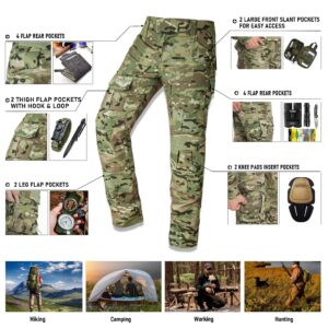 OCANXUE Tactical Pants Camo Cargo Pants for Men Outdoor Hiking Pants Ripstop Work Pants Multi Pocket Pants No Belt No Knee Pads CP Camo 34