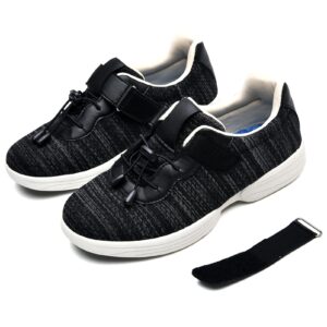 w&lesvago women's diabetic walking shoes comfort for elderly edema swollen feet,lightweight breathable mesh non-slip wide width sneakers(8.5#,black-grey)