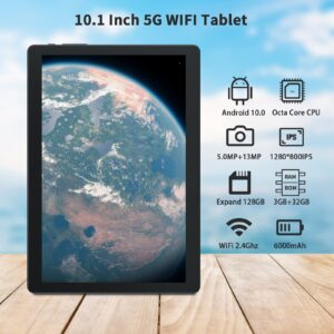 Tablet Android 10.0, 10.1 Inch Computer Tablets, 3GB RAM 32GB Storage, 13MP Rear Camera, HD Display Screen,6000mA Battery, Wi-Fi, GPS, FM, Bluetooth, Black