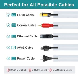 ZhiYo 4ft Floor Cable Cover, White & 85in Corner Cable Concealer Bundle