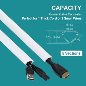 ZhiYo 4ft Floor Cable Cover, White & 85in Corner Cable Concealer Bundle