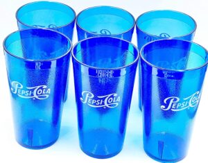 supply depot compatible with pepsi blue plastic tumblers cups 16-ounce restaurant grade cups, set of 6