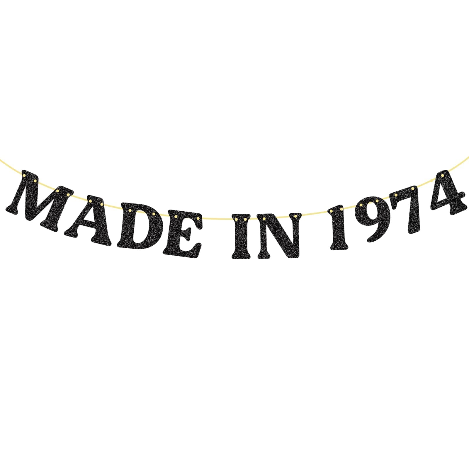 50th Birthday Decorations No DIY Made in 1974 Banner Glitter Cheers to 50 Years Happy 50th Birthday Banner Party Favors 1974 birthday decorations for Men Women (Black)