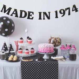 50th Birthday Decorations No DIY Made in 1974 Banner Glitter Cheers to 50 Years Happy 50th Birthday Banner Party Favors 1974 birthday decorations for Men Women (Black)