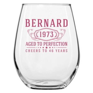 personalized printed 17oz stemless wine glass - customized gifts for women, unique custom name happy 40th birthday gifts for mom sister adult daughter, turning years old for her, bday party, bernard
