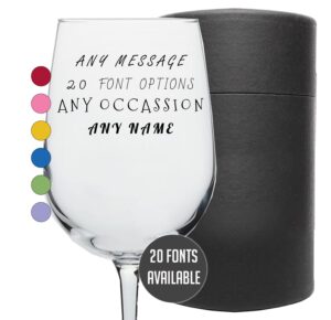 personalized printed 16oz stemmed wine glass - custom name wine gifts for women, unique wine lover gift for her, mother's day gift, customized funny wine accessories, sister, mom - your text here