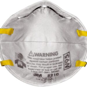 3M Personal Protective Equipment Particulate Respirator 8210 + N95 + Smoke + Dust + Grinding + Sanding + Sawing + Sweeping (Box/20)