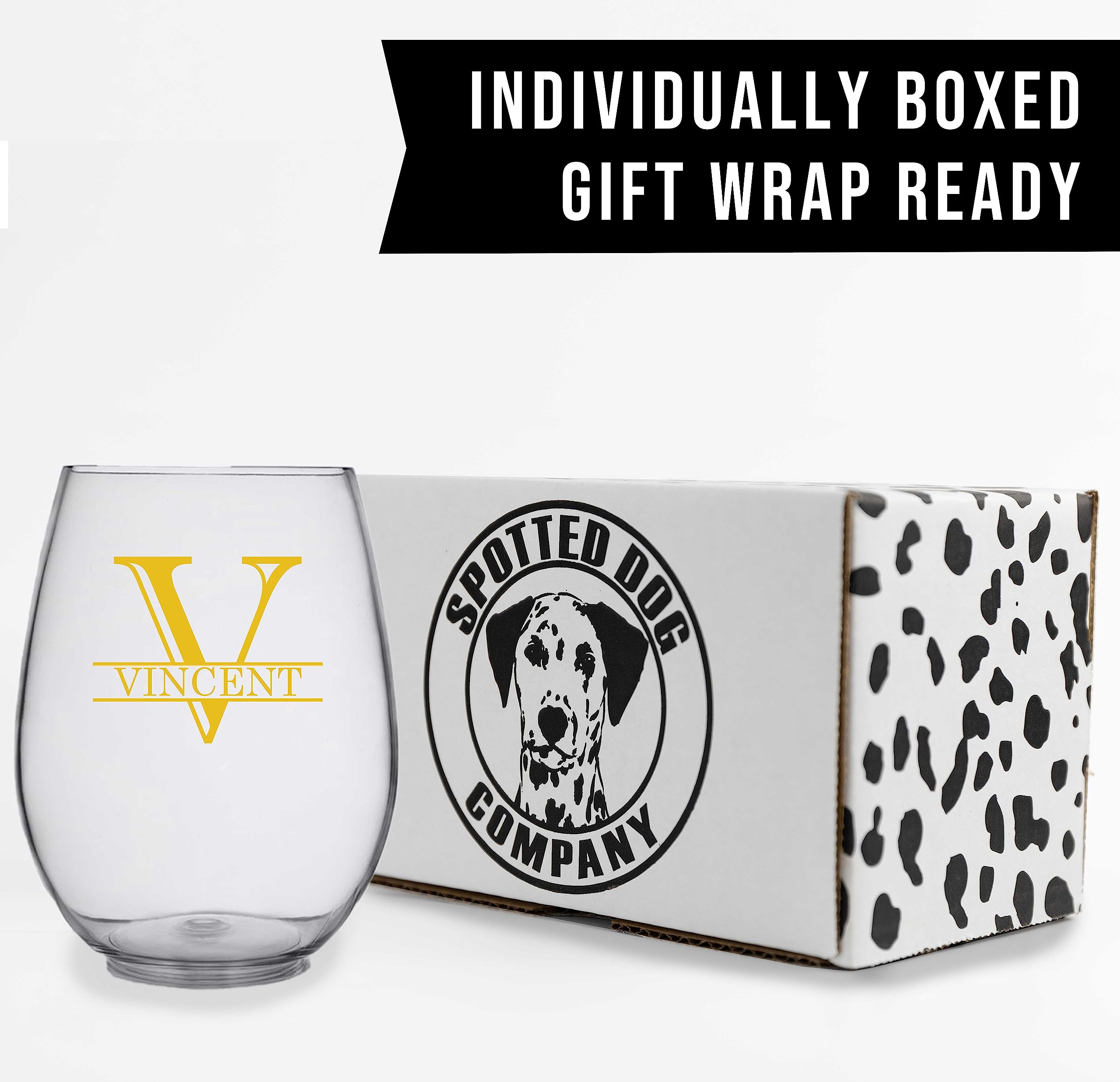 Personalized Printed 17oz Stemless Wine Glass, Gifts for Women, Customized Christmas Gifts, Unique Custom Gifts for Mom, Customizable Bridesmaid Birthday Wine Tumbler, Halpert Monogram